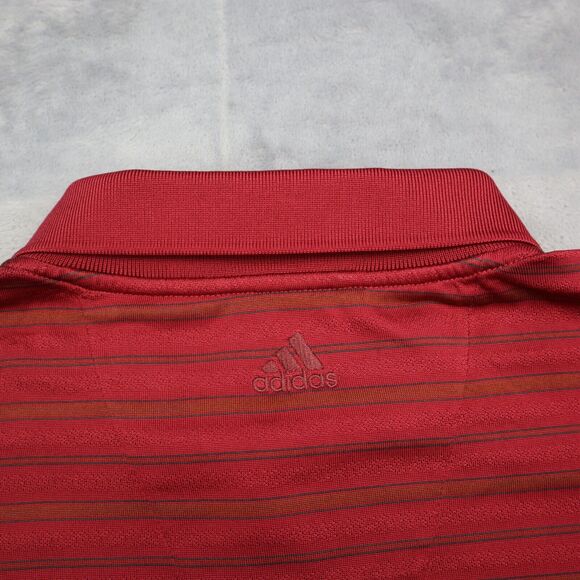 Adidas Shirt Mens XL Extra Red Golf Polo Lightweight Stretch 3 Stripes Work * - Picture 13 of 16